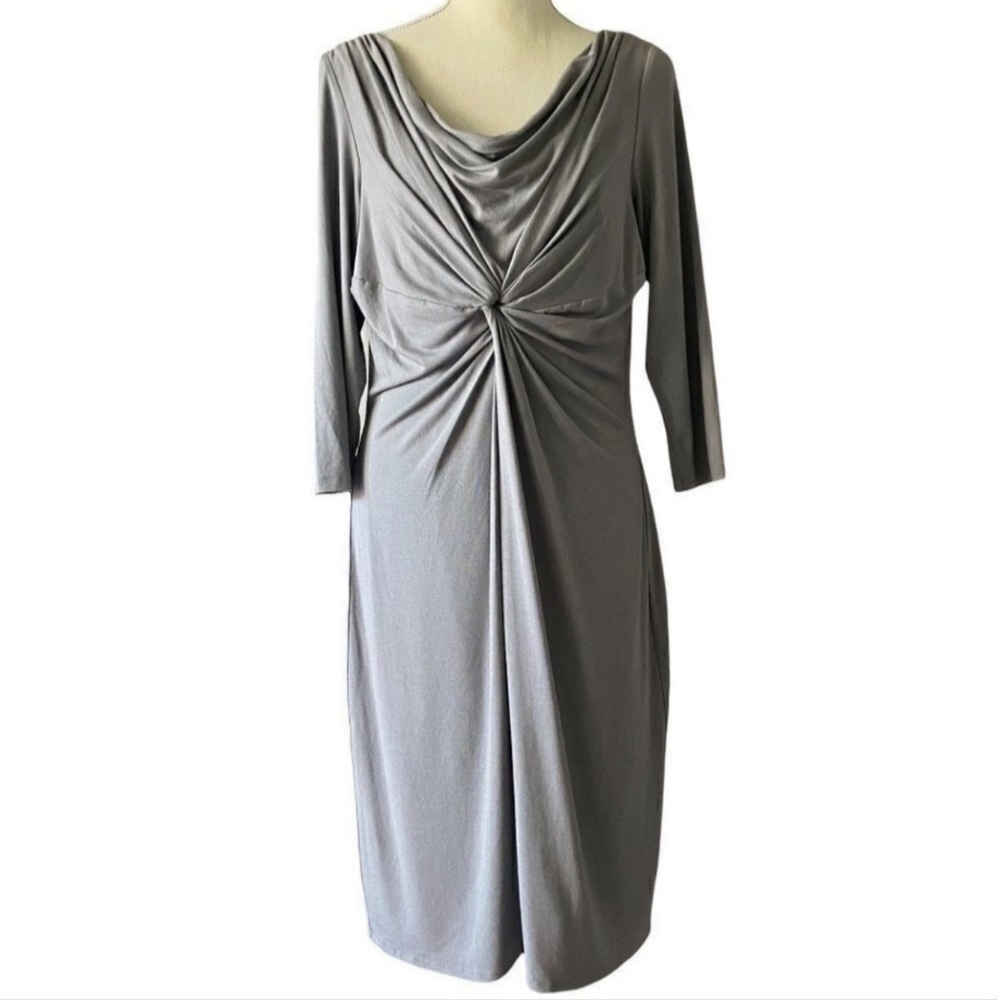Elegant Gray Women's Dress Suzi Chin Sz 12 Draping Details Size 12